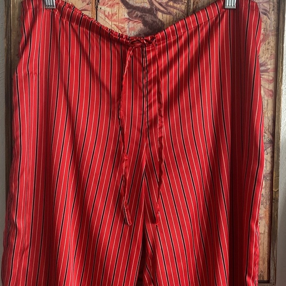 RALPH LAUREN CHAPS RED STRIPE SILKY LS BUTTON DOWN TOP DRAWSTRING PJ PANTS SET M - Picture 12 of 17